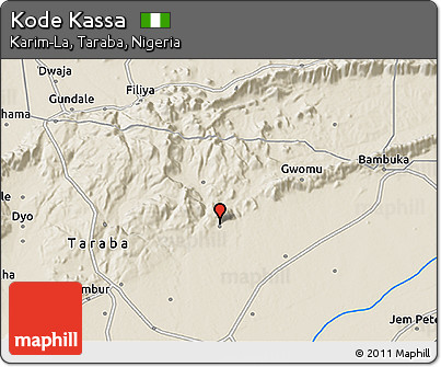 Shaded Relief 3D Map of Kode Kassa