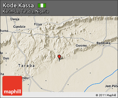 Shaded Relief 3D Map of Kode Kassa