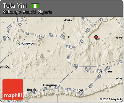 Shaded Relief Map of Tula Yiri