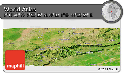 Satellite Panoramic Map of the Area around 9° 36' 8" N, 11° 7' 30" E