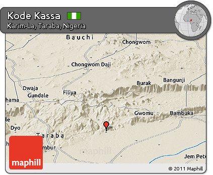 Shaded Relief Panoramic Map of Kode Kassa