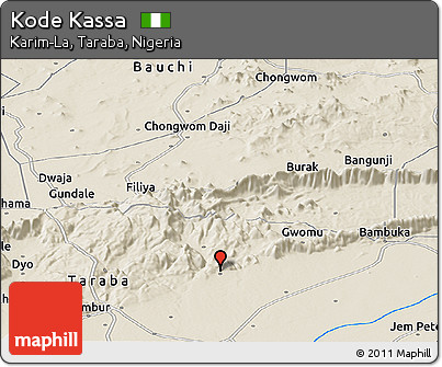 Shaded Relief Panoramic Map of Kode Kassa