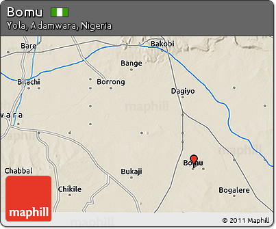 Shaded Relief 3D Map of Bomu