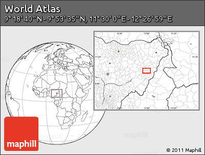 Blank Location Map of the Area around 9° 36' 8" N, 11° 58' 29" E