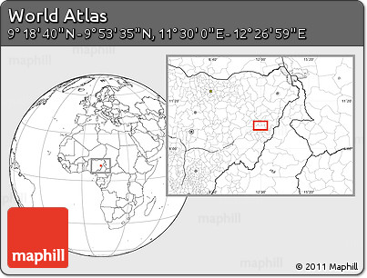 Blank Location Map of the Area around 9° 36' 8" N, 11° 58' 29" E