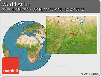 Satellite Location Map of the Area around 9° 36' 8" N, 11° 58' 29" E