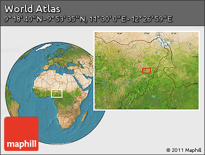 Satellite Location Map of the Area around 9° 36' 8" N, 11° 58' 29" E