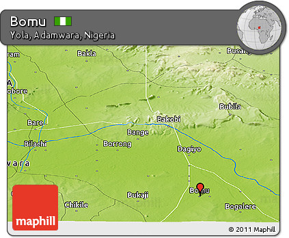 Physical Panoramic Map of Bomu