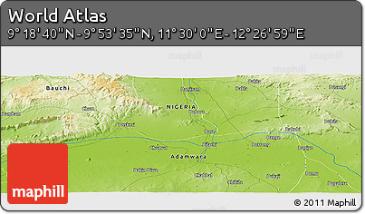 Physical Panoramic Map of the Area around 9° 36' 8" N, 11° 58' 29" E