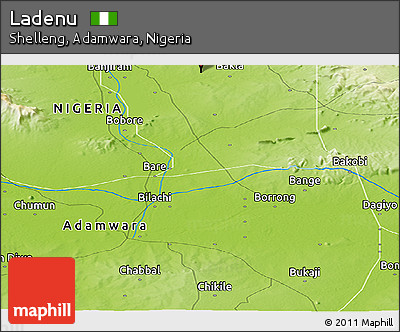 Physical Panoramic Map of Ladenu