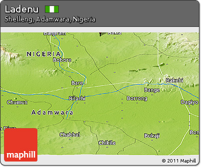 Physical Panoramic Map of Ladenu