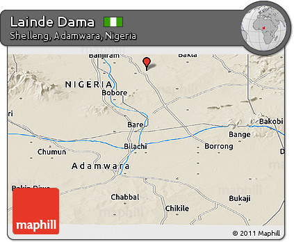 Shaded Relief Panoramic Map of Lainde Dama