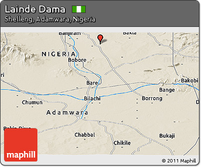 Shaded Relief Panoramic Map of Lainde Dama