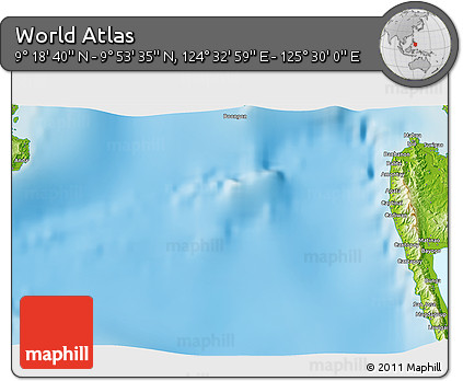 Physical 3D Map of the Area around 9° 36' 8" N, 125° 1' 30" E