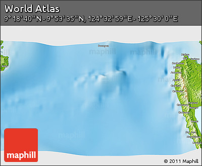 Physical 3D Map of the Area around 9° 36' 8" N, 125° 1' 30" E