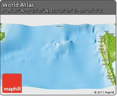 Physical 3D Map of the Area around 9° 36' 8" N, 125° 1' 30" E