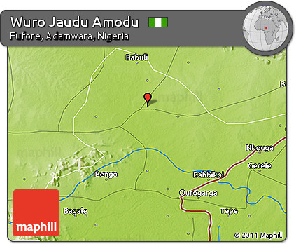 Physical 3D Map of Wuro Jaudu Amodu