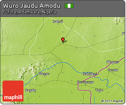 Physical 3D Map of Wuro Jaudu Amodu