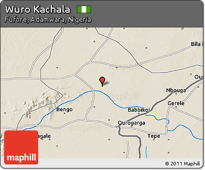 Shaded Relief 3D Map of Wuro Kachala