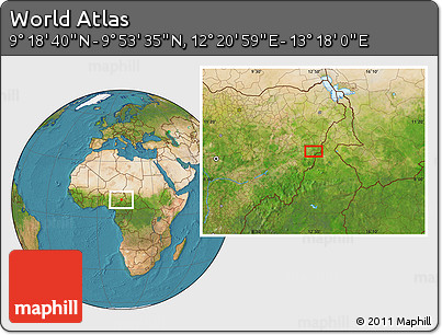 Satellite Location Map of the Area around 9° 36' 8" N, 12° 49' 29" E