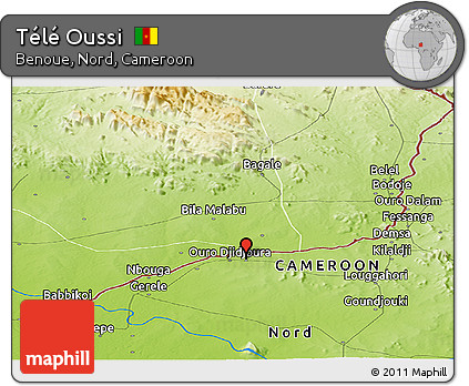 Physical Panoramic Map of Télé Oussi