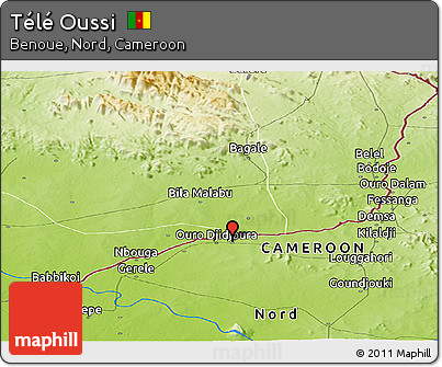 Physical Panoramic Map of Télé Oussi