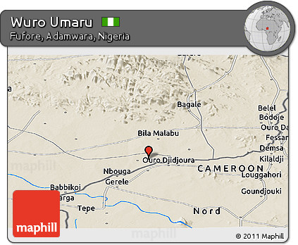 Shaded Relief Panoramic Map of Wuro Umaru