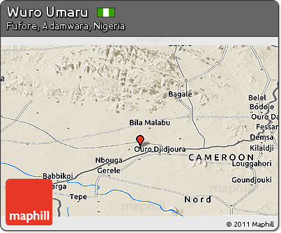 Shaded Relief Panoramic Map of Wuro Umaru