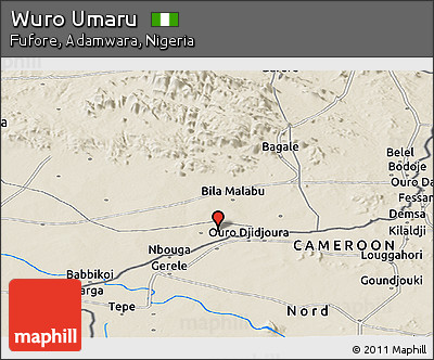 Shaded Relief Panoramic Map of Wuro Umaru