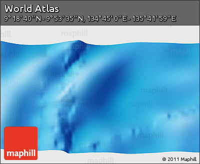 Physical 3D Map of the Area around 9° 36' 8" N, 135° 13' 29" E