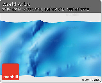 Physical 3D Map of the Area around 9° 36' 8" N, 135° 13' 29" E