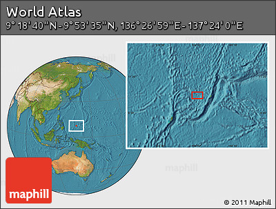 Satellite Location Map of the Area around 9° 36' 8" N, 136° 55' 30" E