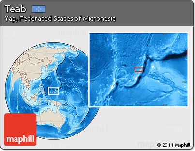 Shaded Relief Location Map of Teab