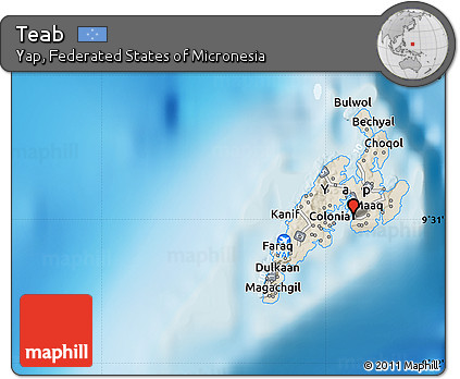 Shaded Relief Map of Teab