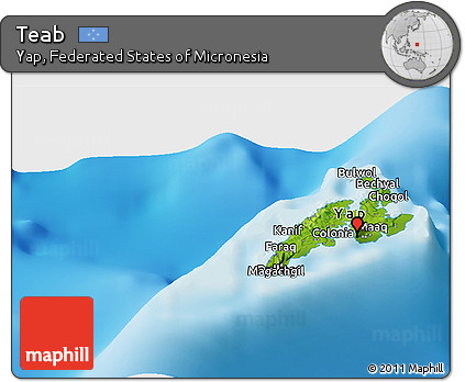 Physical Panoramic Map of Teab