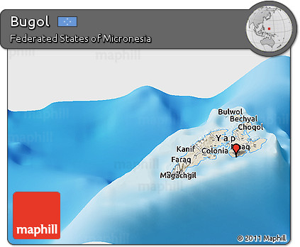 Shaded Relief Panoramic Map of Bugol