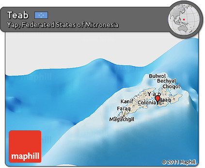 Shaded Relief Panoramic Map of Teab