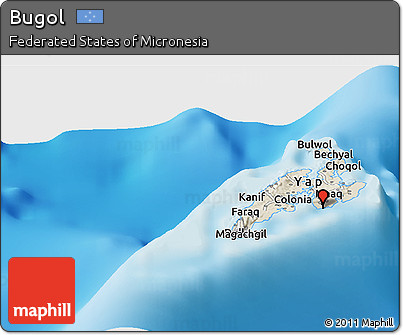 Shaded Relief Panoramic Map of Bugol