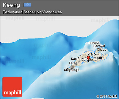 Shaded Relief Panoramic Map of Keeng
