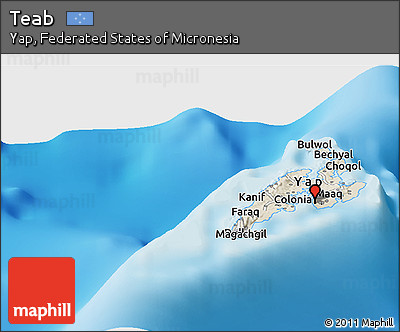 Shaded Relief Panoramic Map of Teab