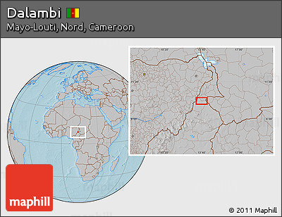 Gray Location Map of Dalambi, hill shading