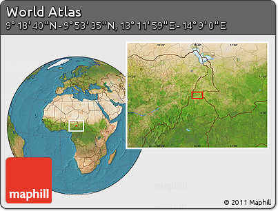 Satellite Location Map of the Area around 9° 36' 8" N, 13° 40' 30" E