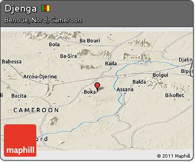 Shaded Relief Panoramic Map of Djenga