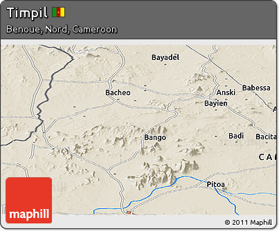 Shaded Relief Panoramic Map of Timpil