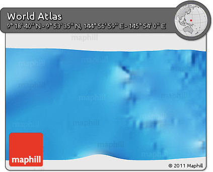 Physical 3D Map of the Area around 9° 36' 8" N, 145° 25' 30" E