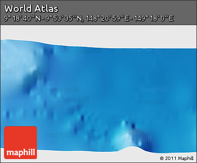 Physical 3D Map of the Area around 9° 36' 8" N, 148° 49' 29" E