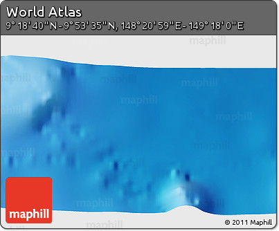 Physical 3D Map of the Area around 9° 36' 8" N, 148° 49' 29" E