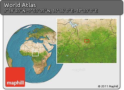 Satellite Location Map of the Area around 9° 36' 8" N, 17° 4' 30" E