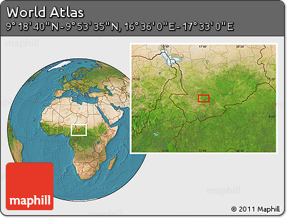 Satellite Location Map of the Area around 9° 36' 8" N, 17° 4' 30" E