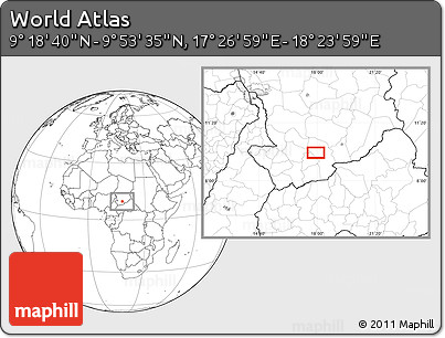 Blank Location Map of the Area around 9° 36' 8" N, 17° 55' 29" E